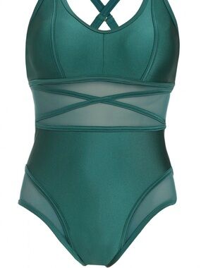 NWOT GabiFresh x Swimsuits For All One-Piece Swimsuit with Mesh Panels